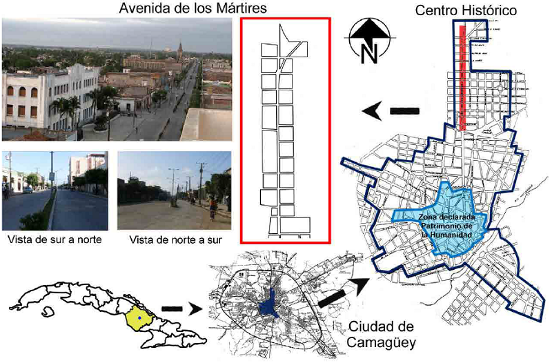 Geolocalización de la Avenida de los Mártires. Fuente: Elaboración propia.