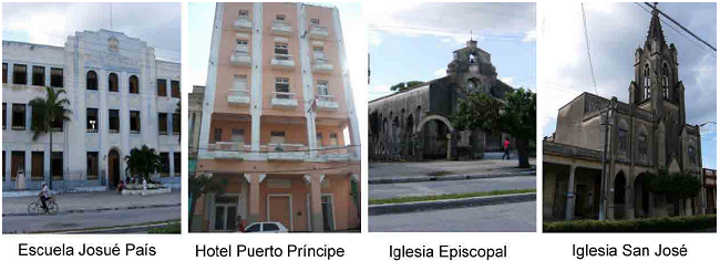 Ejemplares del estilo art decó, neocolonial y neogótico en la Avenida de los Mártires. Fuente: Archivo personal.
