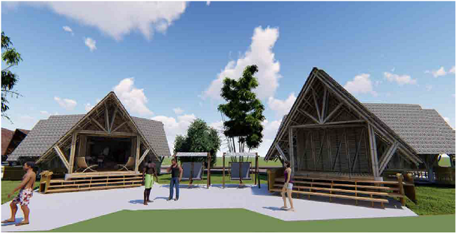 &Aacute;reas exteriores de las caba&ntilde;as. Fuente: autores, 2018.