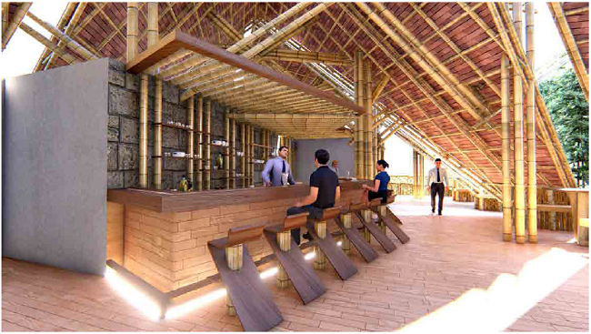 Interiores del edificio recreativo. Fuente: autores, 2018.