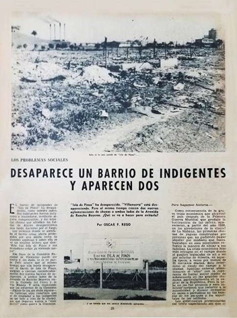 Reportaje en la revista Carteles que denuncia el surgimiento de nuevos barrios de indigentes en La Habana