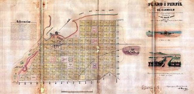 Plano y Perfil de la poblaci&oacute;n titulada el Carmelo, D. Lu&iacute;s Ibole&oacute;n Bosque, 1859
