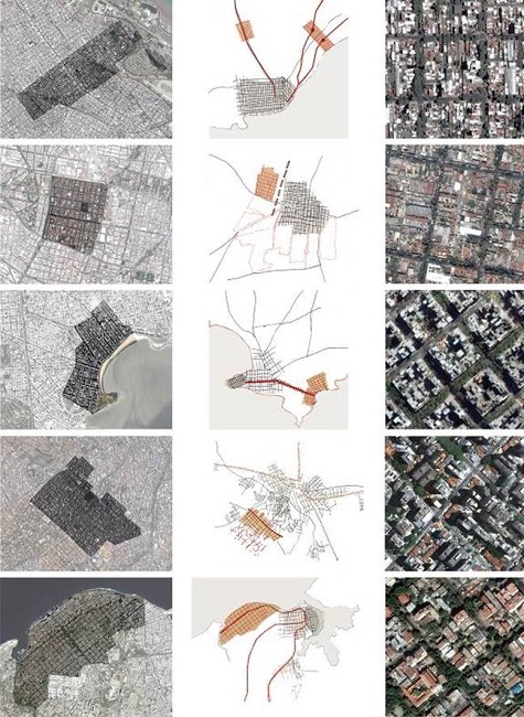 Belgrano-Buenos Aires / Santa Mar&iacute;a la Ribera-M&eacute;xico DF / Pocitos-Montevideo / Avenida Paulista-Sao Paolo / El Vedado-La Habana. Comparativa dimensional y formal.