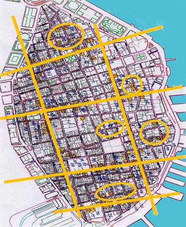 Distribuci&oacute;n de la muestra investigada de inmuebles del Centro Hist&oacute;rico La Habana Vieja sobre el territorio.