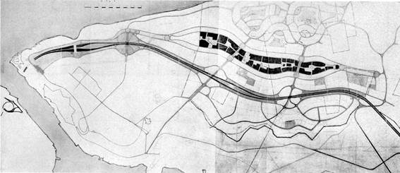 Propuesta de la ordenación de la Habana del Este de Albini en 1956. 