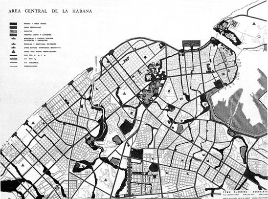 Área Central de La Habana. Plan Piloto de La Habana (1958) Town Planning Associates. 