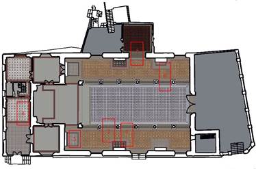 Mapeado del piso del templo Santo Tom&aacute;s. 
