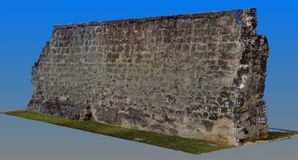 Volumen tridimensional texturizado del fragmento de la Muralla. 