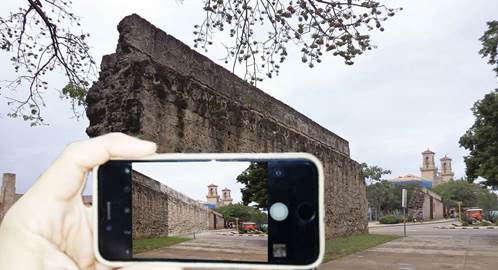 Esquema de realidad aumentada de tramo perdido de muralla. 