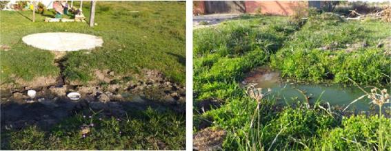a) Contaminación por aguas cloacales de reboso y desborde de las fosas absorbentes, b) Contaminación por aguas cloacales que contaminan el suelo y el manto de agua potable. 
