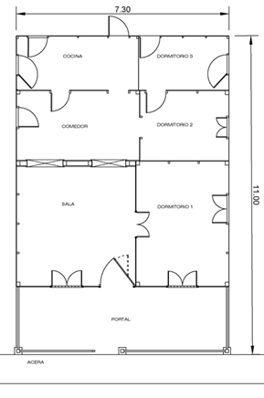 Planta de las casas construidas por la Asociaci&oacute;n de Fabricaci&oacute;n Uni&oacute;n y Progreso.