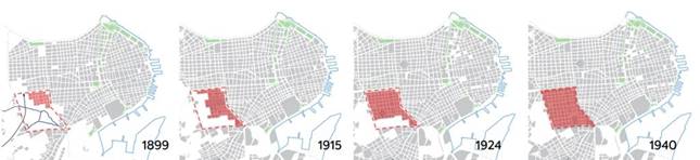 Evoluci&oacute;n urbana de la Zona de estudio.