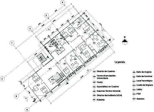 Planta del 5to nivel del edificio.