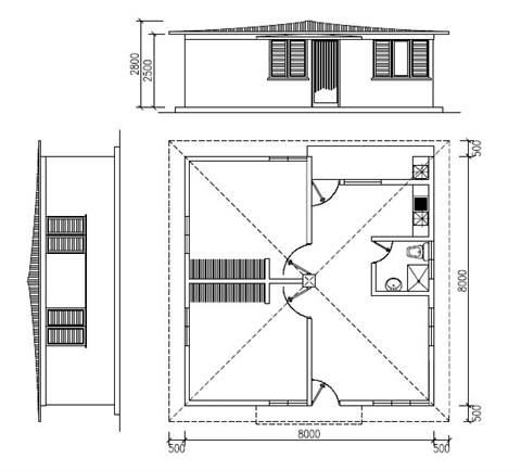 Distribuci&oacute;n planim&eacute;trica de una de las viviendas econ&oacute;micas de Monterrey, que pudo haberse reproducido en suelo cubano.