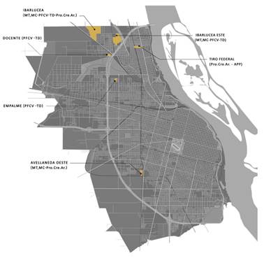 Ubicaci&oacute;n de loteos urbanizados y parques habitacionales en Rosario.