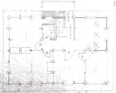 Esquema planim&eacute;trico de proyecto t&iacute;pico empleado en Topes de Collantes, Trinidad, Sancti Sp&iacute;ritus, utilizando Tecnolog&iacute;a Sandino (Imagen de archivo recuperada), perteneciente a Empresa de Proyectos de Arquitectura e Ingenier&iacute;a, EMPROY Villa Clara. 