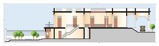 Plano de secci&oacute;n longitudinal de la residencia.