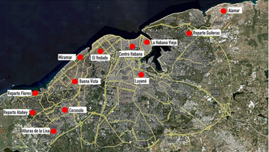 Casos de estudio monitoreados en La Habana.