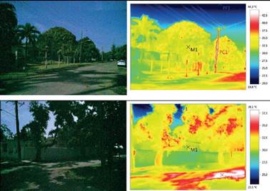 Im�genes tomadas con la c�mara termogr�fica en el Reparto Flores. Fuente: Autores.