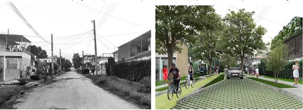 Posibles transformaciones en los tipos urbanos Semi-compactos de COS medio. Fuente: Elaborado por Tal�a Hurtado de Mendoza.