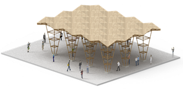 Propuesta de un pabell�n que utiliza el bamb� como material de construcci�n. 