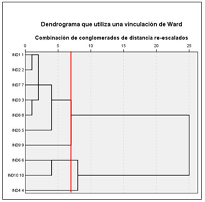 Clústeres formados a partir del IGHS.