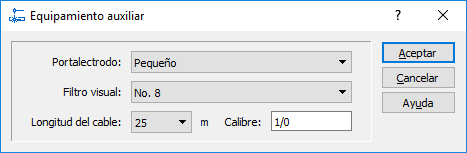 Cuadro de diálogo de equipamiento auxiliar