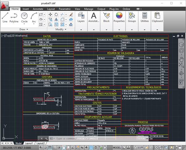 Visualización del WPS en el software AutoCAD