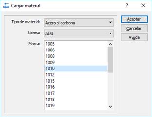 Diálogo para cargar el material base de la base de datos
