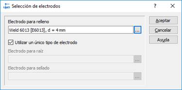 Diálogo para la selección de electrodos