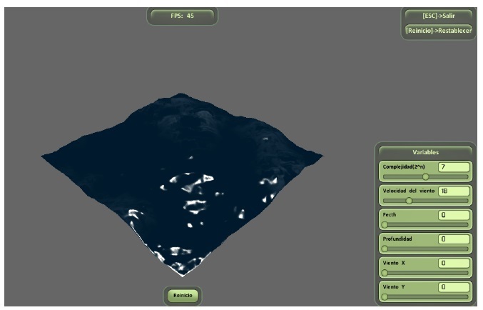 Interfaz de la aplicación DEPTHWAVE