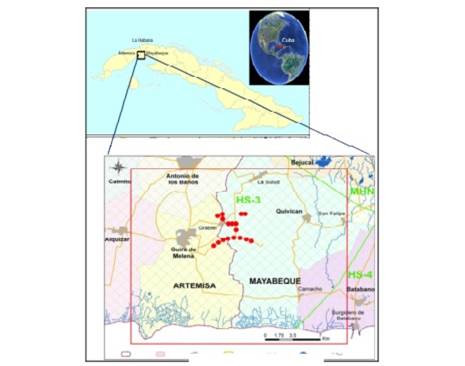 Ubicación del área de estudio en la Cuenca Sur de Artemisa y Mayabeque.