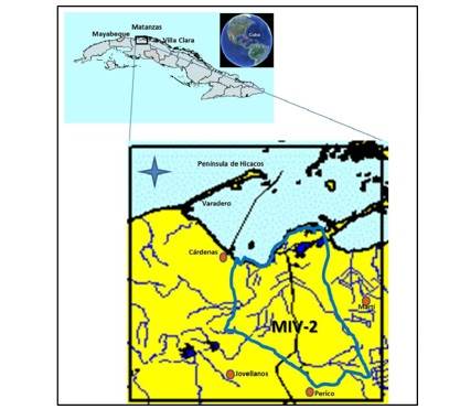 Ubicación de la Cuenca M-IV-2 de la provincia de Matanzas.