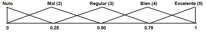 Variable lingüística utilizada para expresar la evaluación.