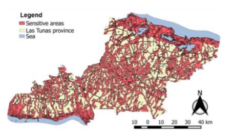 Map of the sensitive areas 