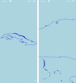 Capturas de pantalla de la aplicación de prueba.