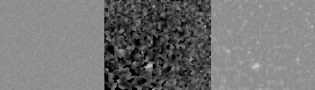 Relieve (por defecto) Textura calculada con el horneado a color de vértices de la proteína CaM Textura final de la proteína CaM calculada de la composición de las imágenes anteriores.