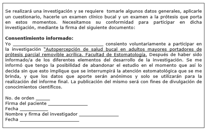 Documento de consentimiento informado.