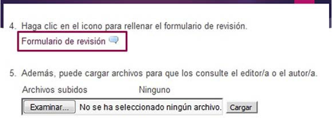 Acceso al formulario de revisón cuando es asignado por el editor al revisor.