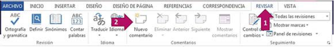 Pasos para insertar un comentario en un documento de Word.