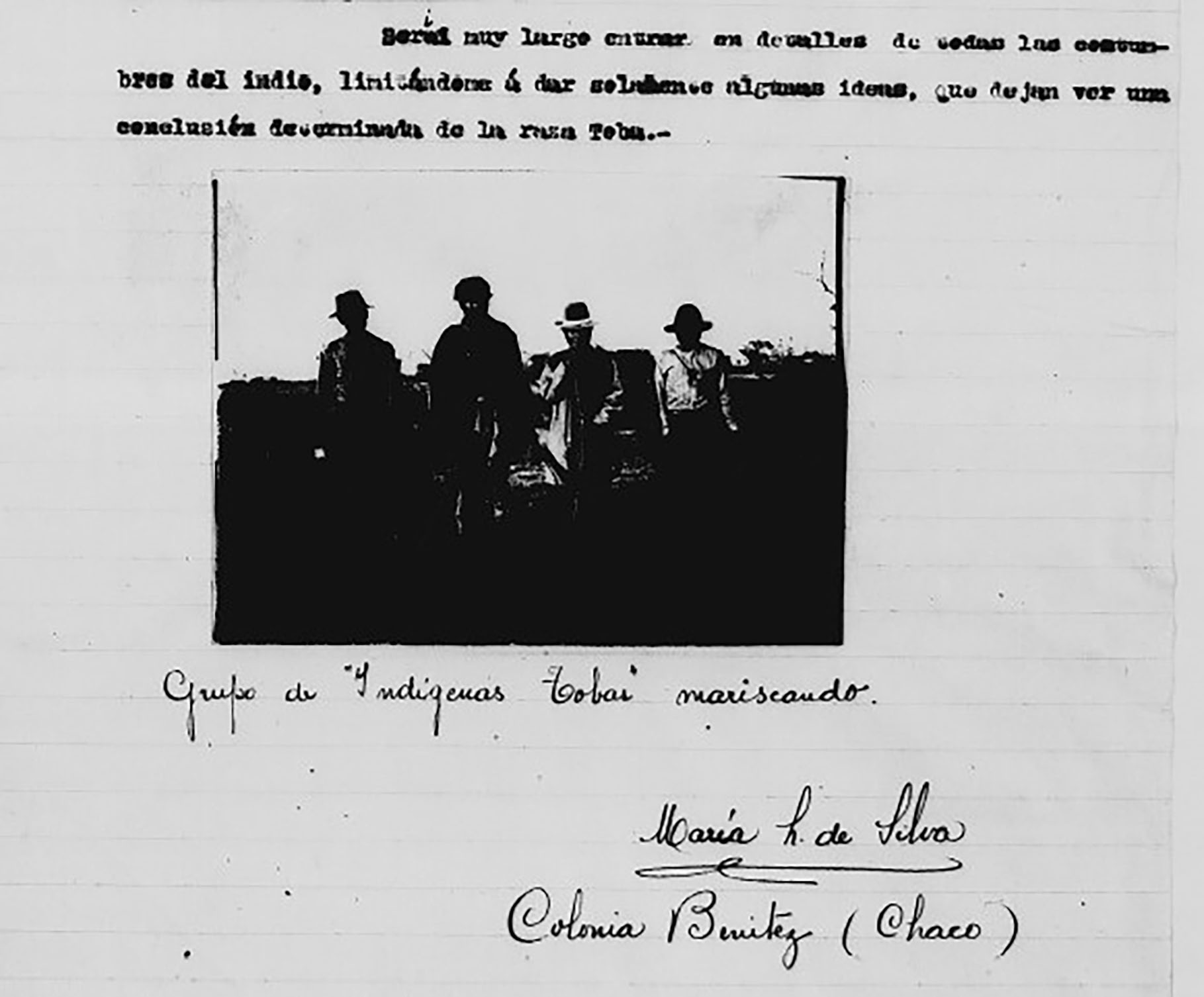 Fotograf�a y fragmento de los folios enviados por Mar�a L. de Silva