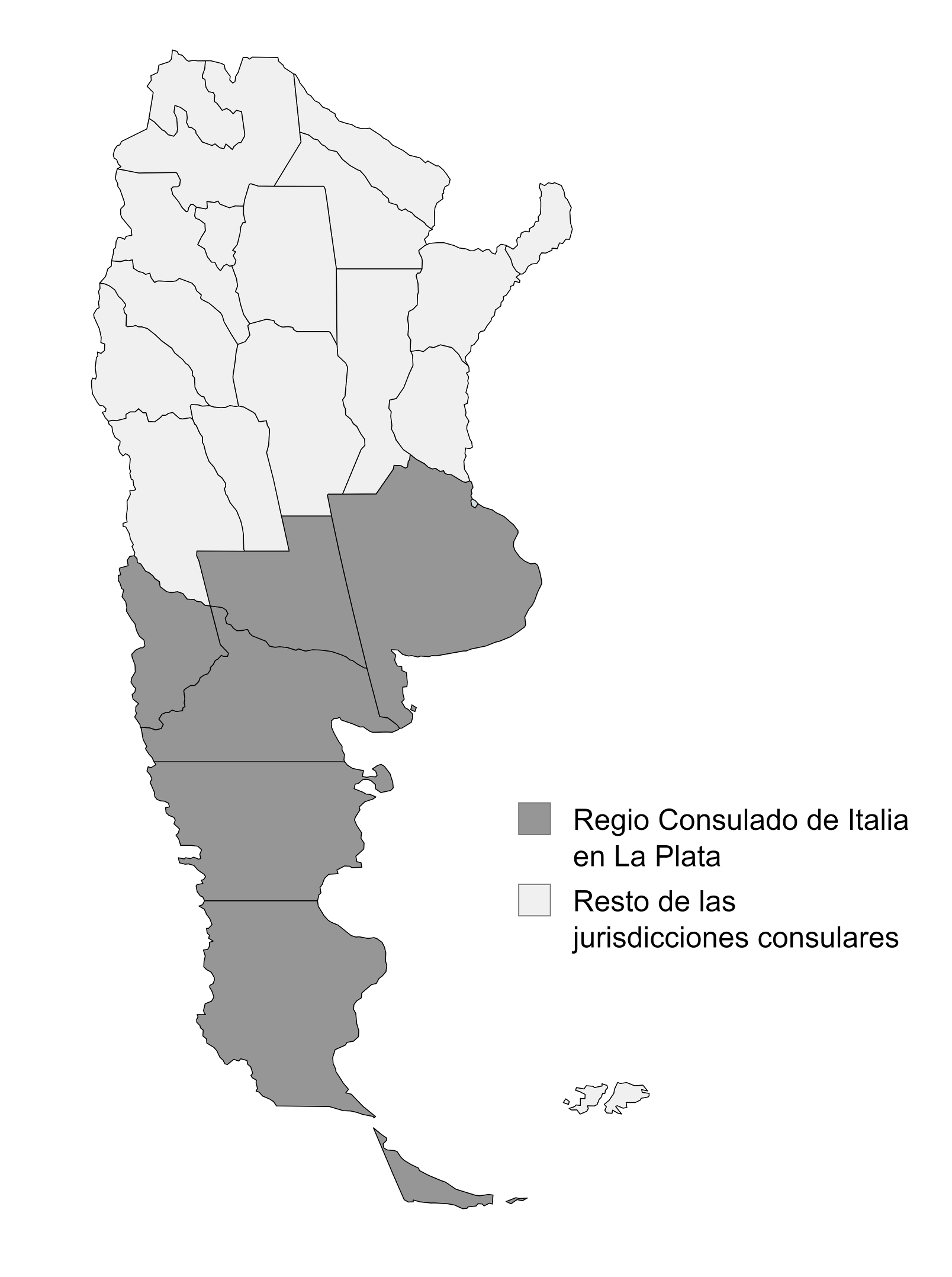 MAPA 1. Circunscripci�n del Regio Consulado de Italia en La Plata