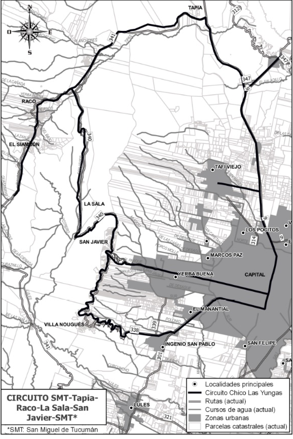 Imagen N�2. Mapa Circuito actual &ldquo;Las Yungas&rdquo;
