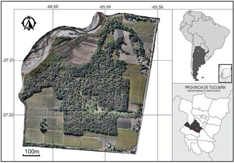 Mapa de ubicaci�n geogr�fica de la ciudad colonial de Ibat�n. Proyecci�n Cartogr�fica: EPSG 4326. El punto rojo corresponde a la ubicaci�n del sitio dentro del departamento de Monteros y sus coordenadas indican los l�mites hist�ricos de la ciudad (Borsella et al., 2023).