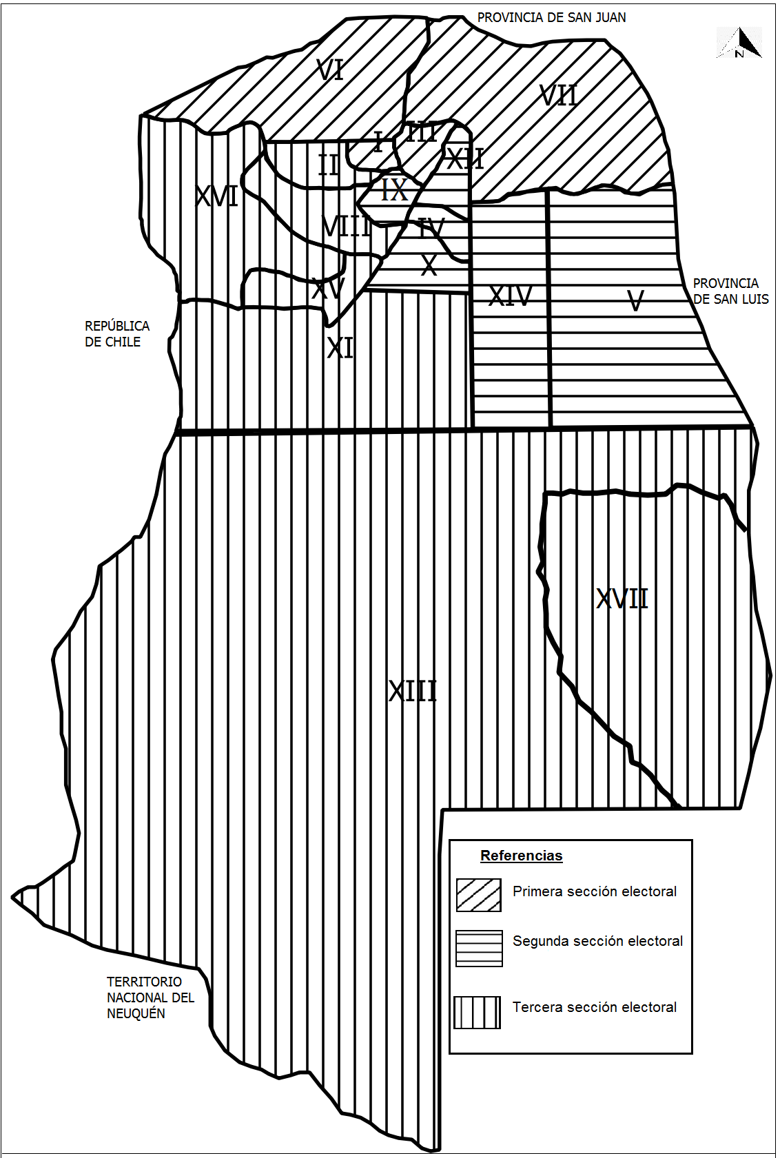 secciones para elecci�n de Diputados y Senadores, seg�n Ley n� 771.[25]