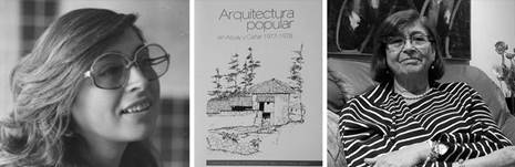 Dora Ar&iacute;zaga, a&ntilde;os de juventud, actualidad y portada del libro Arquitectura Popular