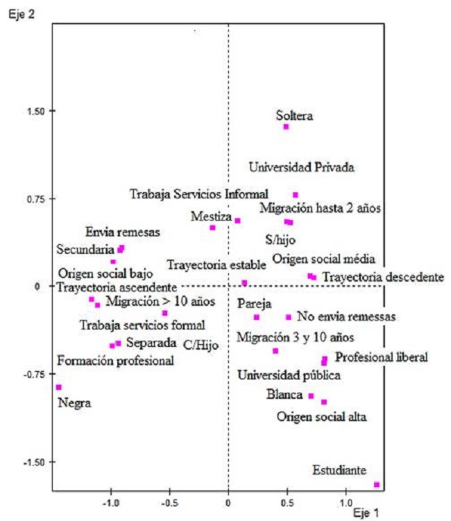 Matriz de variables activas. La interseccionalidad representada