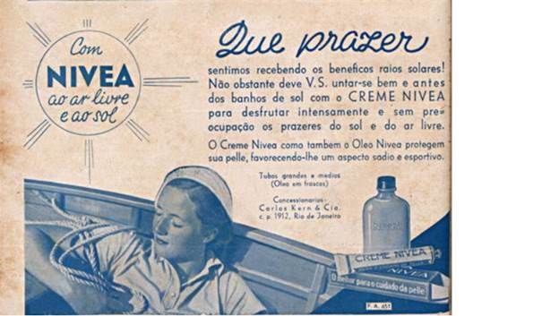 Anúncio da Fabricante Nivea para os banhos de sol