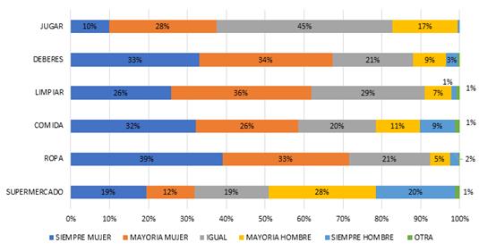 Reparto de las tareas dom&eacute;sticas y de cuidados durante el confinamiento