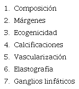 Checklist de características ecográficas
